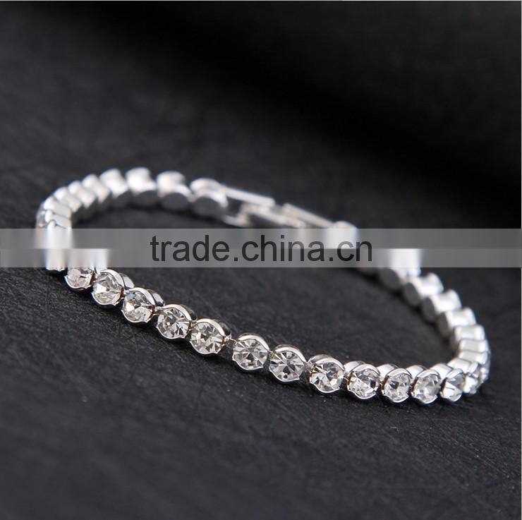 Wholesale round silver plating lady crystal bracelet