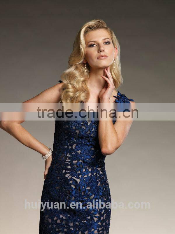 navy blue see through lace evening new model women dress