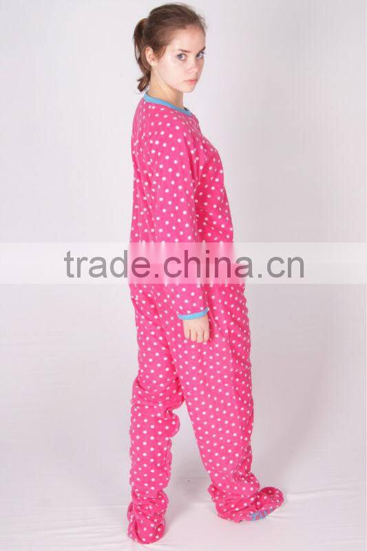 Pink Fleece Adult Footed Pajamas Sleepsuit Onesie All in one Pyjamas Unisex Couple clothes