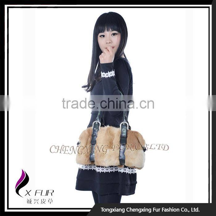 CX-H-12 Western Style Shoulder Bag Rabbit Fur Design Ladies Leather Handbags