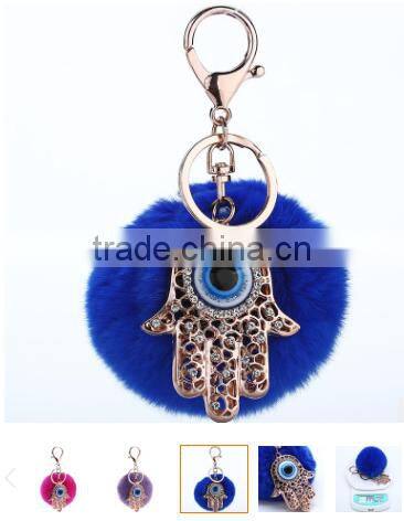 evil eye faux fur pom pom keychain bag charms fake fur glasses bag charms car hangers imitation fur ball keychain gifts