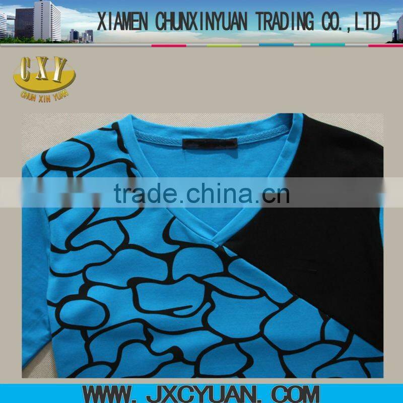2014 fashion men custom t shirts with long sleeve and v-neck