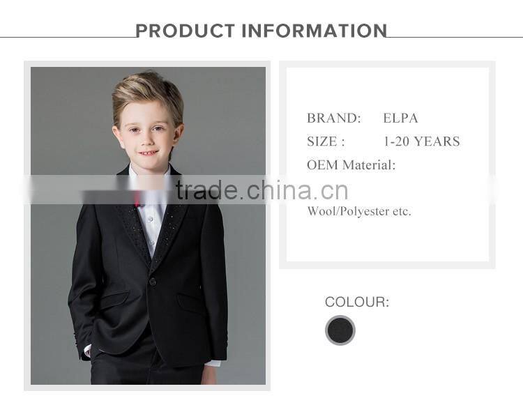 ELPA fancy flower boy black designer 3 piece formal suits for boys