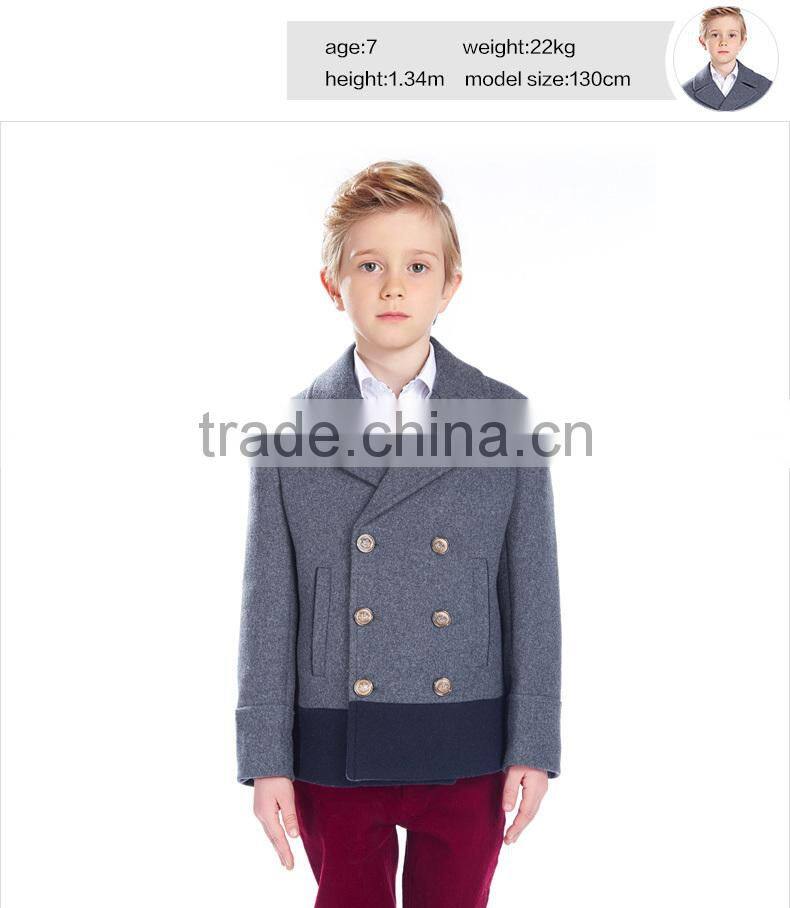 ELPA 2015 style double breasted wool material overcoat short style warm boy gray kids winter dress wool coat