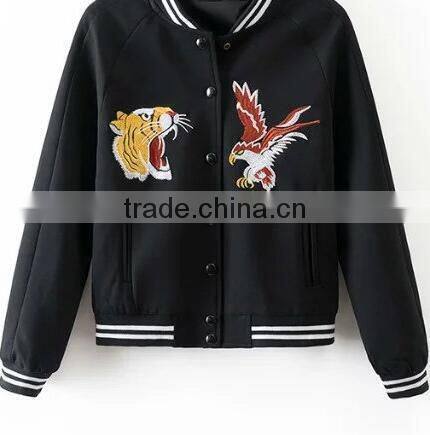 Runwaylover EY1006C Hot Sale 2016 Women Fashion Tiger Embroidery Casual Jackets