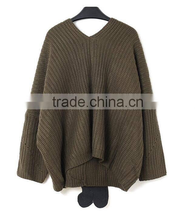 M1209 Runwaylover 2016 latest design fashion ladies v-neck sequin cartoon figure letter pattern sweater