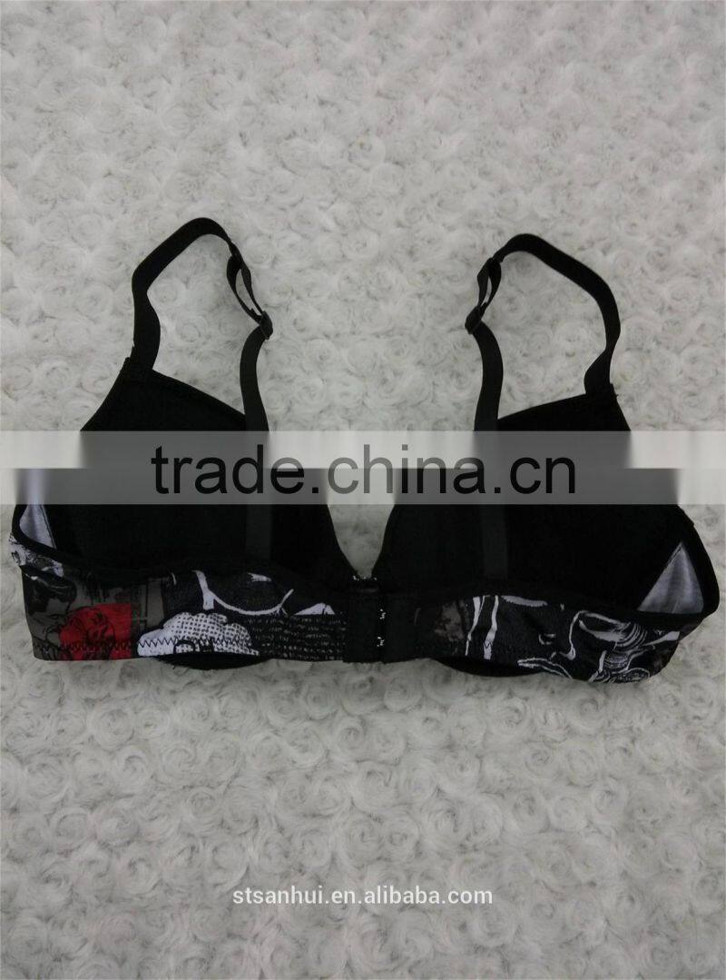 lady very hot printing padded bra,Fashionable style women bra,Sexy lingerie