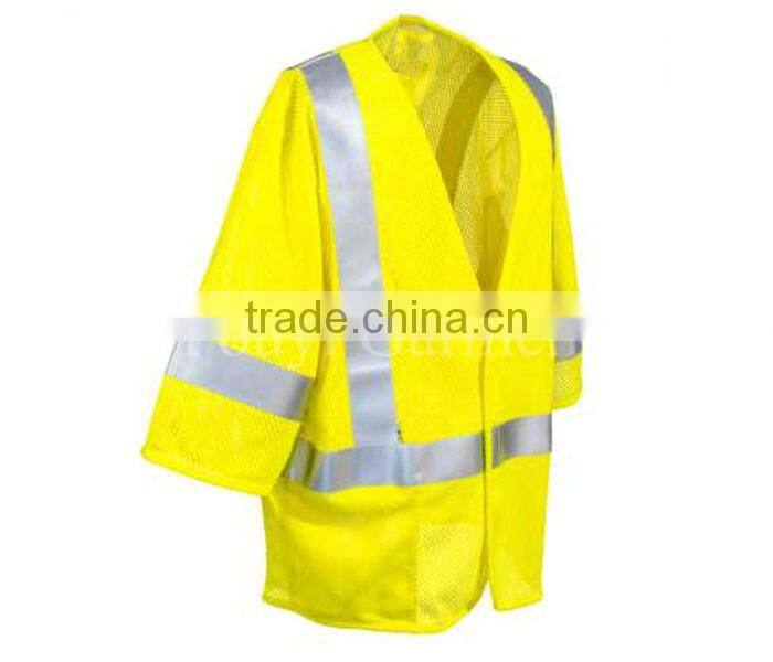 yellow hi visibility middle sleeve security workwear jacket