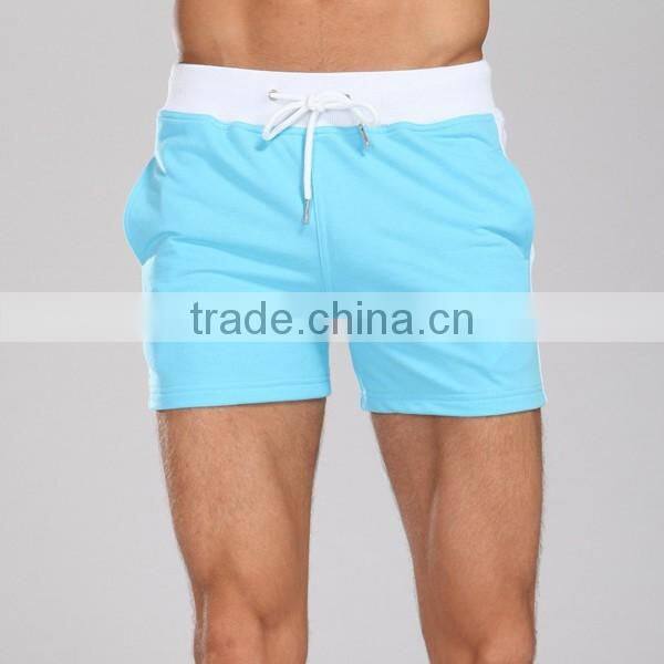 mens 100 cotton casual running beachwear tight super short knitted pants with draw string