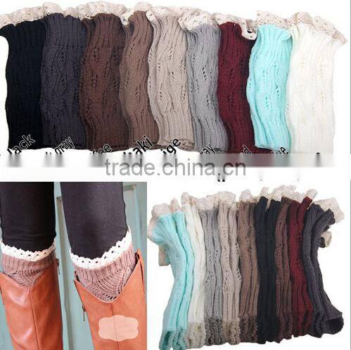 Factory Best Selling New Design Buttons Crochet Women Lace Boot Cuffs