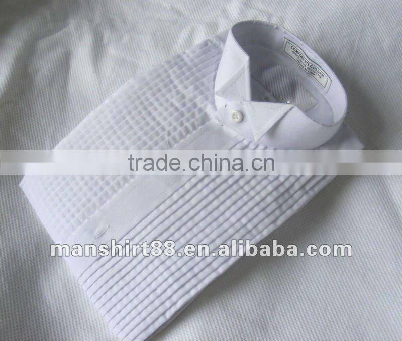 100% cotton wing-tip collar french cuff long sleeve tuxedo shirt for men