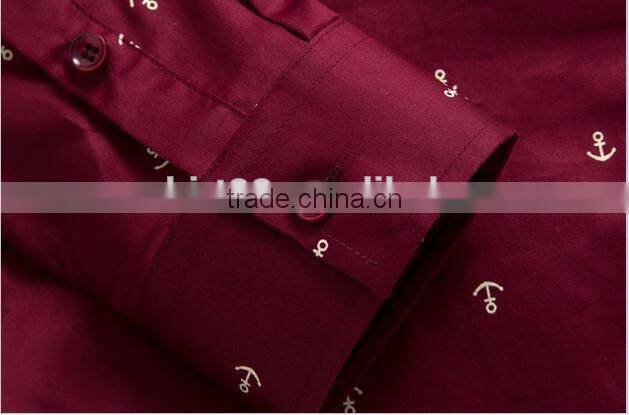 2016 men printed slim fit casual dress shirt