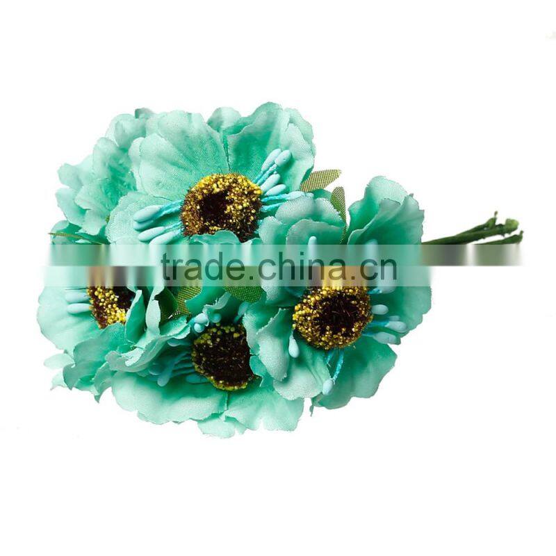 Terylene Artificial Chrysanthemum Flower Decoration Millinery Green 11.0cm(4 3/8")