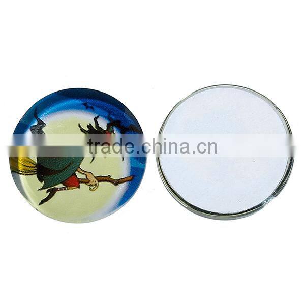 Wholesale Round Flatback Multicolor Halloween Witch Besom Pattern Transparent 20mm Glass Dome Seals Cabochons