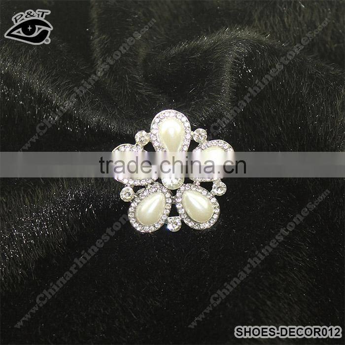 Flower shaped rhinestone ornaments for ladies high heel accessories shoe accessories with Metal Clip Jewelry Accessories