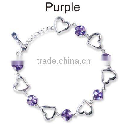 heart 925 silver bracelet with CZ stone