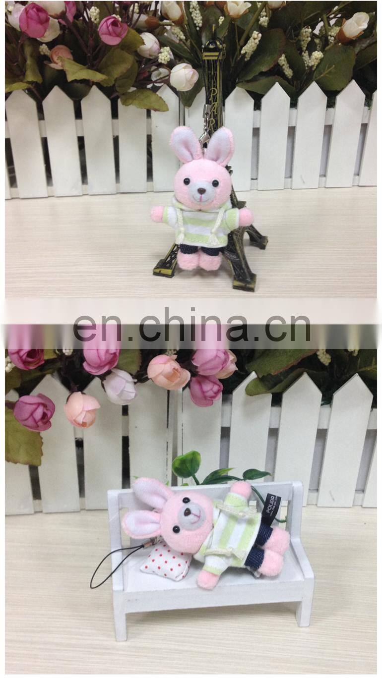 Pink Rabbit Mini Stuffed Animal Wholesale Cheap Custom Keychains For Girls