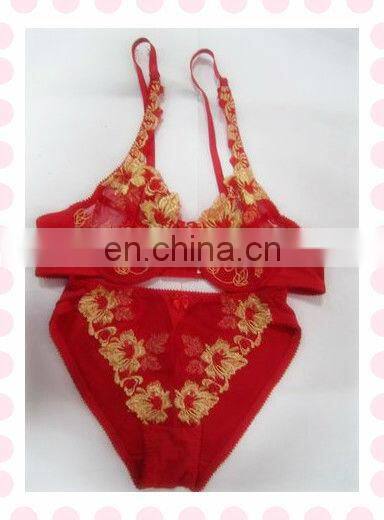2015 no foam cup with fashion embroidery bra and brief sets