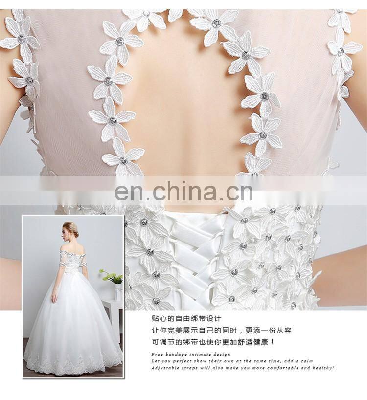 HS1607 Vintage Applique Sleeveless Customized Plus Latest Bridal Wedding Gown Design
