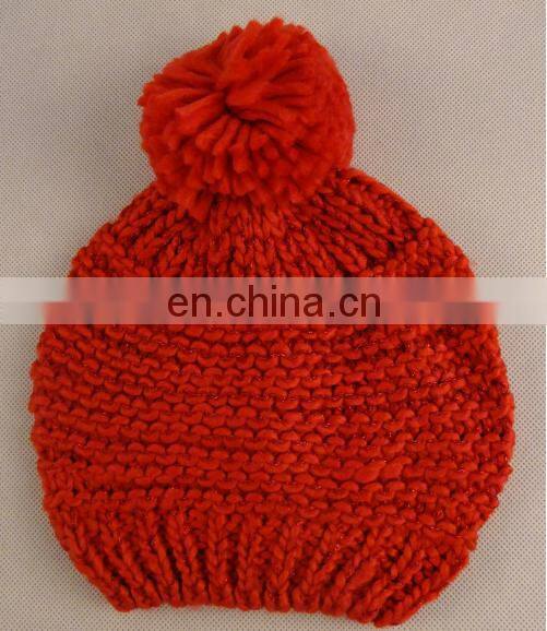 Top fashion style for 2016 winter handmaking winter beanie hat with big top pom pom