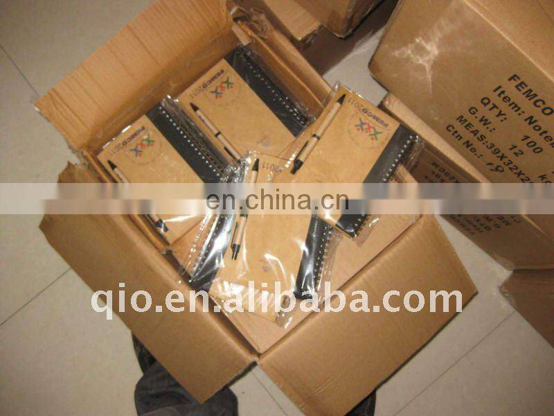 spiral cheap recycled notebook with paper ball pen