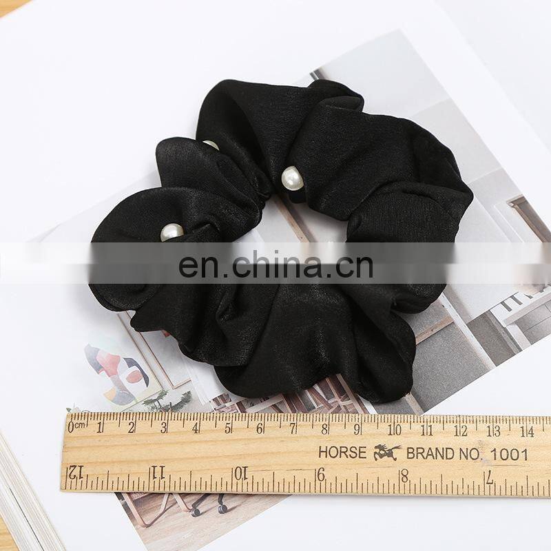 Women Pearl Elastic Rubber Bands Headwear Headband Girls Scrunchies Solid Silk Hair Tie Rope Ring Hair Accessories free shipping