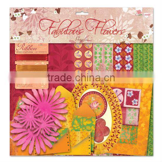 DIY Craft Set Pink & Red Gorgeous Fabulous Flowers Scrapbook Kit
