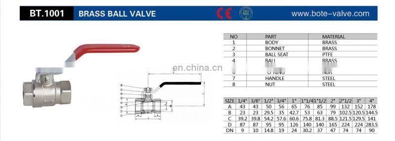 BT1016 good price best 90 degree brass ball valve pn40 cw617n for water oil