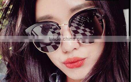 2016 round frame oversize cat eye reflective UV400 sunglasses