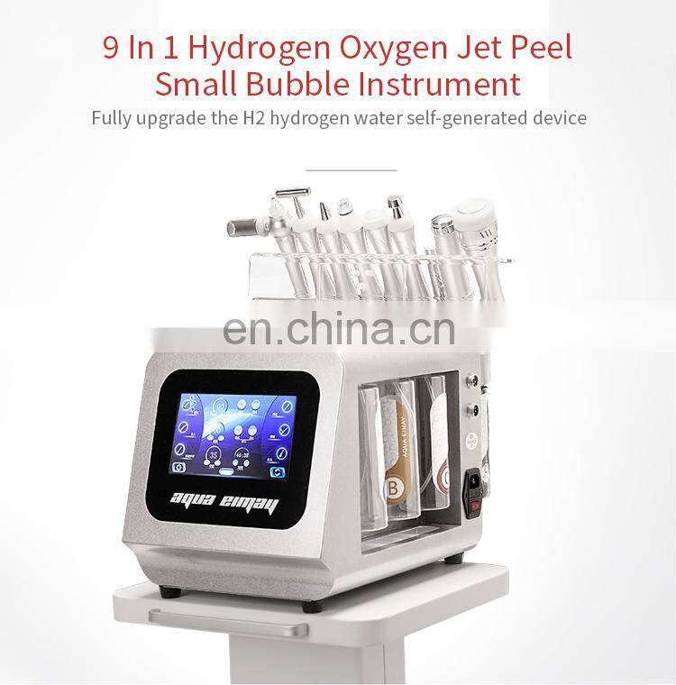 9 IN 1 Hydrogen Oxygen Jet Small Bubble Instrument Facial Cleansing Hydration Face Lift Activate Collagen Skin Care Machine