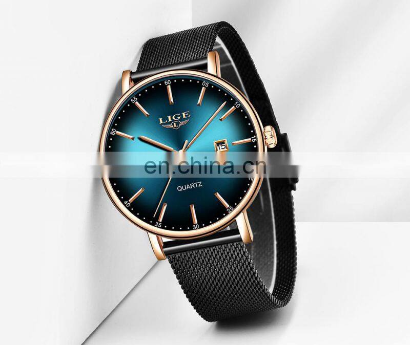 Lige 9934 Simple Design Women Quartz Watches Luxury Steel Mesh Water Resistant Brand Wrist Watches for Ladies