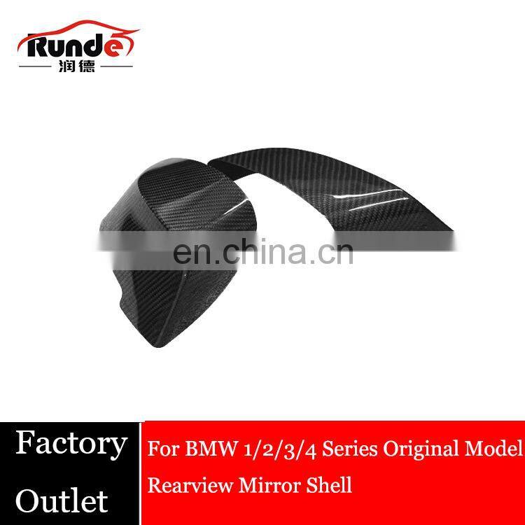 Runde Car Modification Rear View Mirror Shell Add On Style Real Carbon Fiber Car Mirror Cover For BMW 1.2.3.4 Series