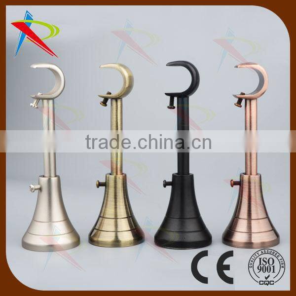 100% Non-rust durable double curtain bracket/ wall pole brackets /black double curtain bracket