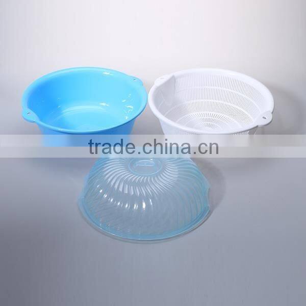 fashion household round shape plastic dewatering sieve with lid