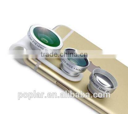 180 degree fisheye (black circles) + 0.65X Wide Angle + 10X telephoto macro + 2X Bokeh effects