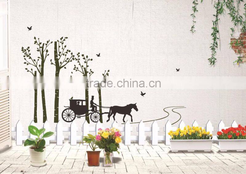 Black Trees Birds Carriage Wall Decal Home Sticker Paper Removable Living Room Bedroom Art Picture DIY Mural