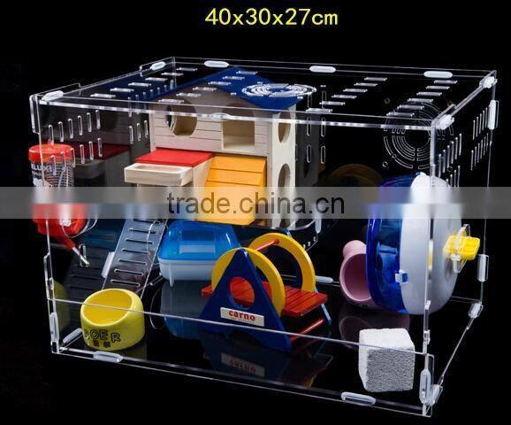 Fancy acrylic hamster cage cute hamster house and box acrylic pets box and carriers