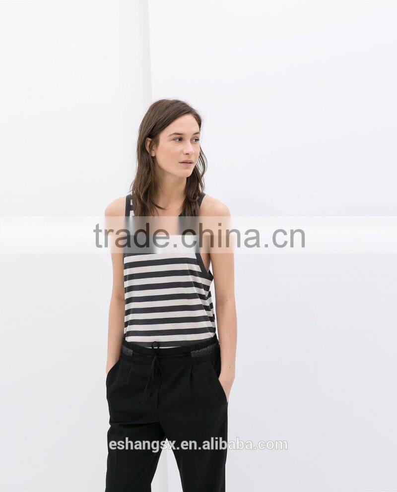 Ladies sleeveless cotton striped blouse