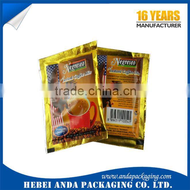 Instant coffee sachet/ coffee powder sachet/three side seal small coffee bag