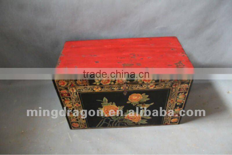 chinese antique floral wooden chest