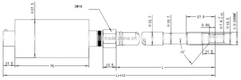 Melt Pressure Tansducer with vertical tube , plug connect, Pressure Sensor, Pressure Transducer
