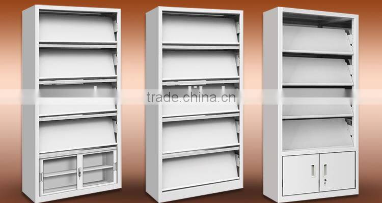 high quality school library stainless steel book shelf wooden book rack