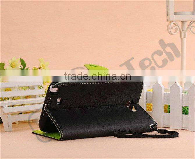 Wallet Leather Cover Case for Samsung Galaxy Note2 N7100, With Rope and Button Design,Stitch Leather Case
