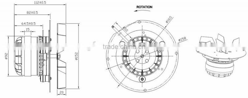 low noise fireplace fan with ball bearing NMB for fireplace exhausting