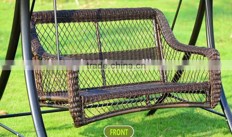 durable rattan swing chair with canopy for two people