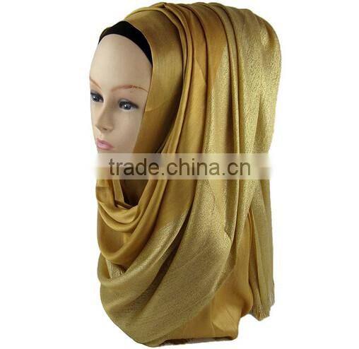 >>New arrival fashion shining women plain muslin hijab scarf/