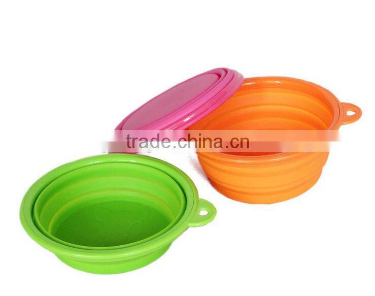 silicone collapsible dog travel bowl with a handle