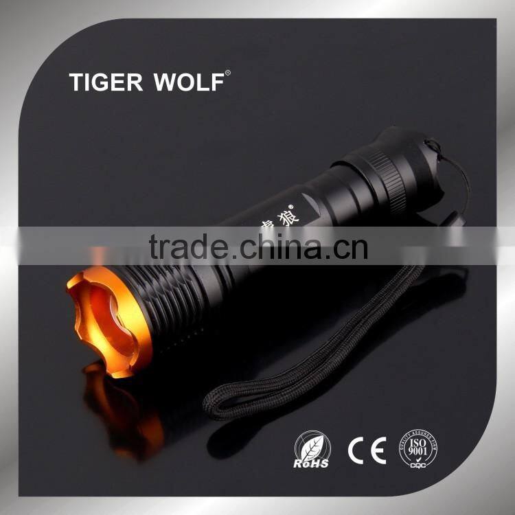 zoom function tactical flashlight aluminum LED torch light rechargeable flashlight