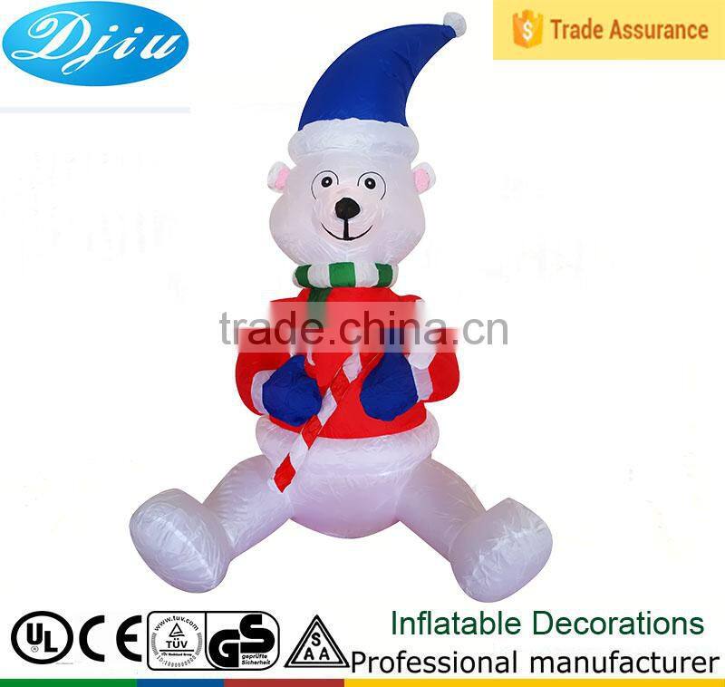 DJ-512 inflatable sitting bear blue hat red clothes lovely outdoor decor