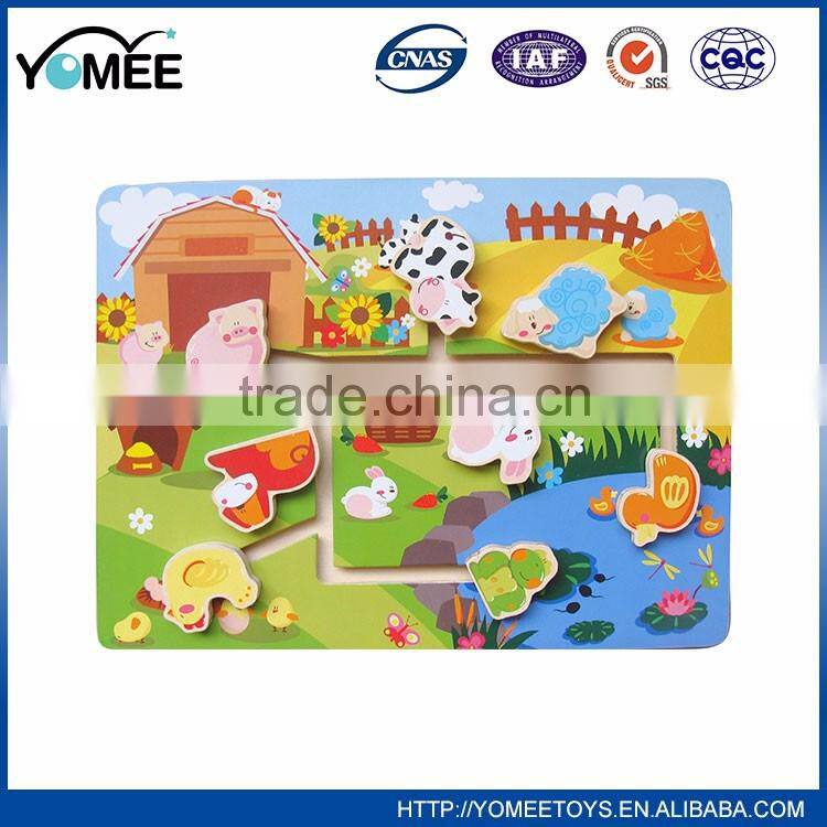 Unique design children Wooden happy housing puzzle game toy